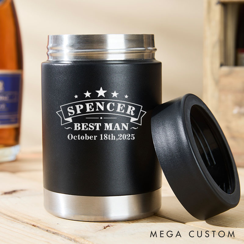 Personalized Groomsman Can Coolers Wedding Can Cooler for Men bachelor Gifts for Groom Best Man Can Holder
