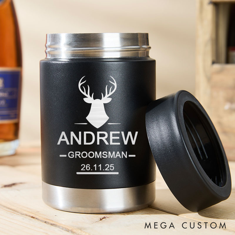 Personalized Groomsman Can Cooler Wedding Party Groom Can Cooler Bachelor Party Favors for Groom Best Man Beer Can Holder