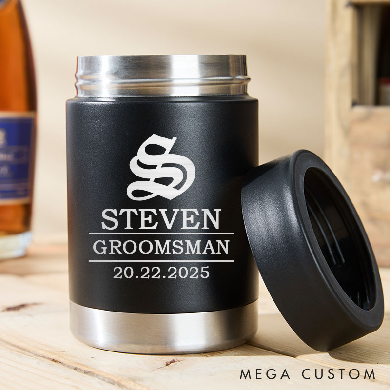 Personalized Wedding Can Coolers for Groom Best Man Proposal Can Holder Groomsmen Party Favors Beer Can Cooler Holder