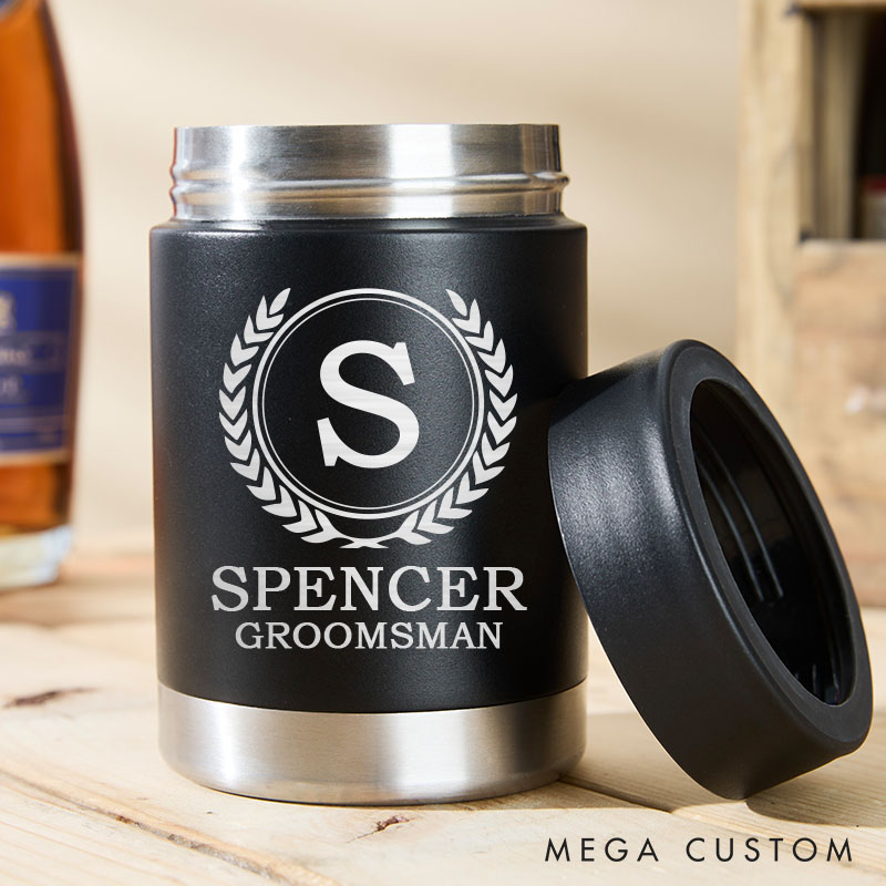 Personalized Groomsmen Can Cooler Wedding Can Cooler for Groom Bachelor Beer Can Holder Best Man Gift Beer Holder