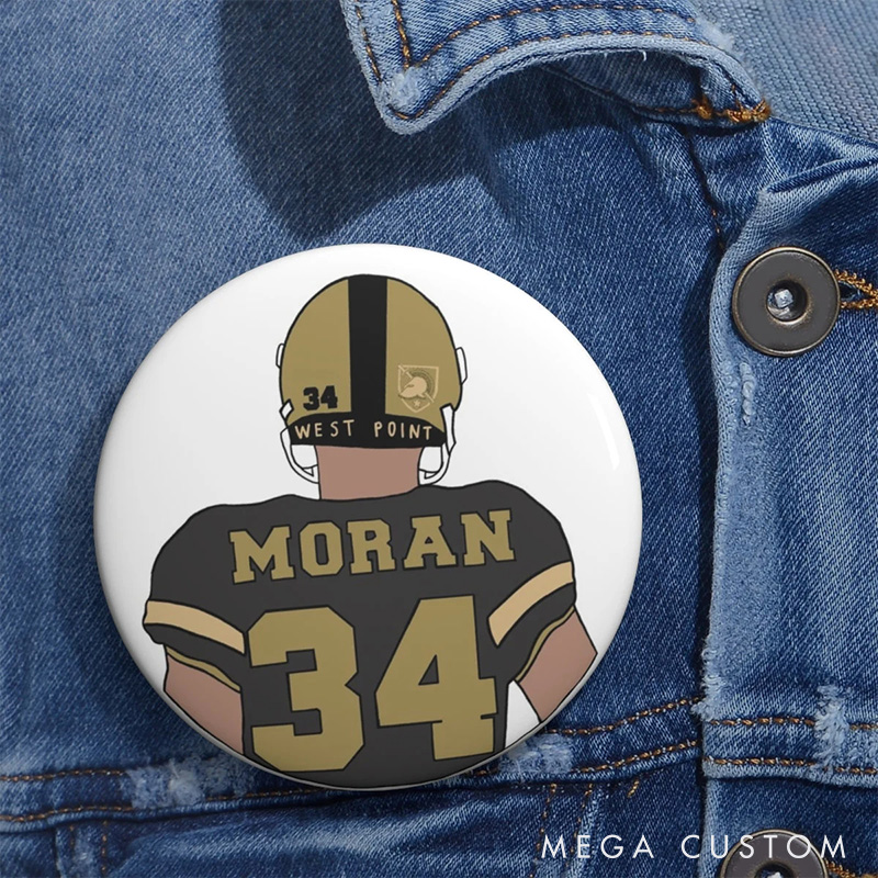 [Copy]Personalized American Football Design Button Pin with Custom Name and Photo for Sport Fans