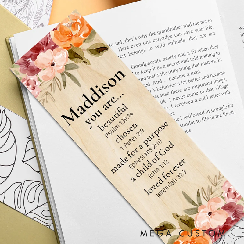 Personalized Wood Water Color Flower You are Bookmark for Best Friend Christian Gift for Birthday Unique Gifts for Long Distance Book lover