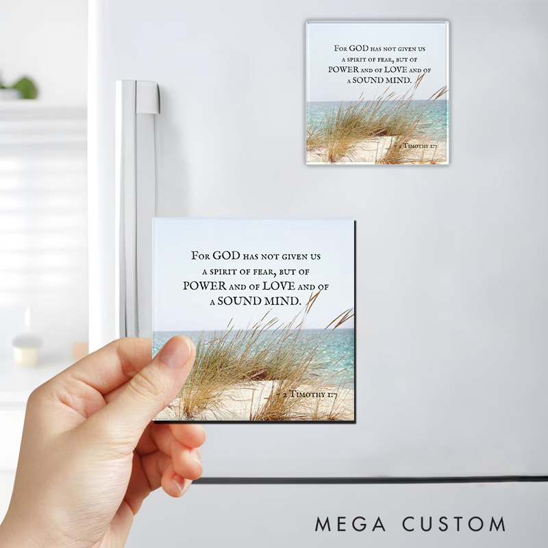 Personalized 2 Timothy 1:7 God Has Not Given a Spirit of Fear Magnetic Fridge Magnet with Name Religious Gift Faith Gift