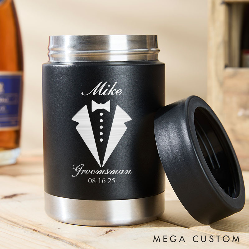 Personalized Groomsmen Can Cooler Best Man Proposal Favors Can Holder Groom Club Gift Men’s Beer Can Holder