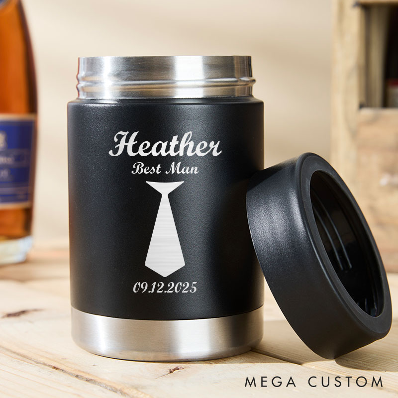 Personalized Groomsmen Favors Can Cooler Bachelor Party Can Holder for Men Wedding Party Beer Can Holder for Him