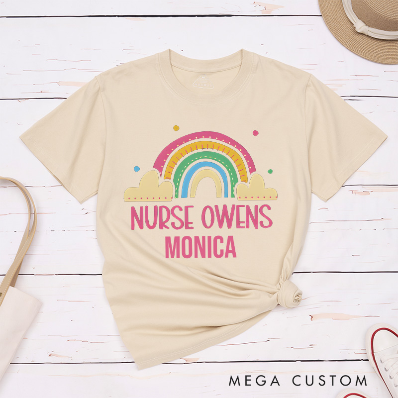 Personalized Nurse T-Shirts Rainbow of Care Nurse Owens T-Shirts