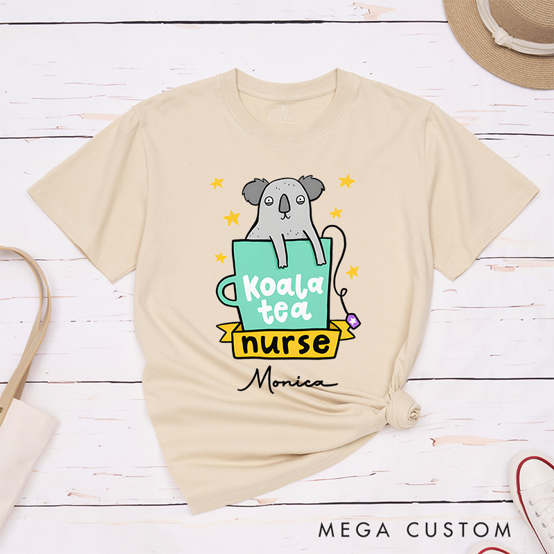 Personalized Nurse T-Shirts Koala Tea Nurse Fashion Design T-Shirts