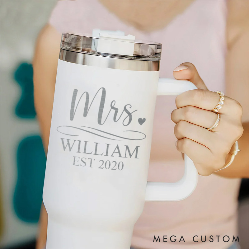 Personalized Mr. and Mrs. 40oz Anniversary Tumbler Couple Wedding Anniversary Mug Anniversary Gift for Husband and Wife