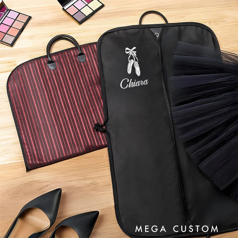 Personalized Glitter Dancing Girl Design Waterproof Hanging Garment Bag with Name Daily Training Rehearsals Travel Accessory Gift for Girl Dancers