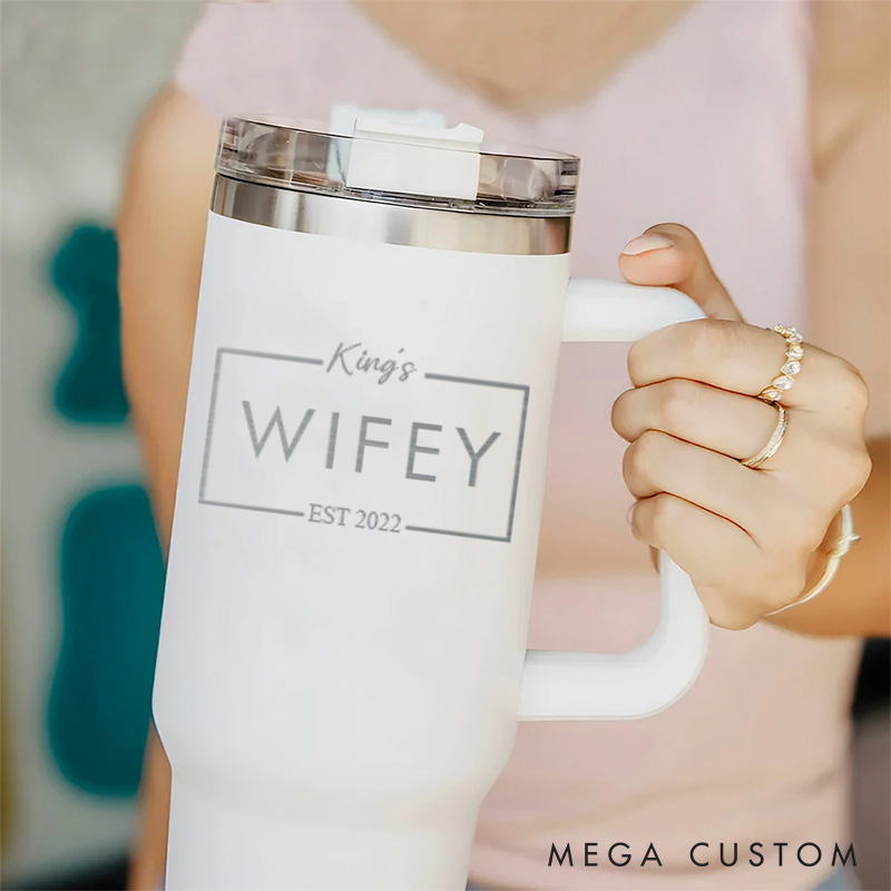 Personalized Couple Anniversary Tumbler 40oz Mr. and Mrs. Travel Mug with Handle and Straw Husband and Wife Anniversary Gift Tumbler