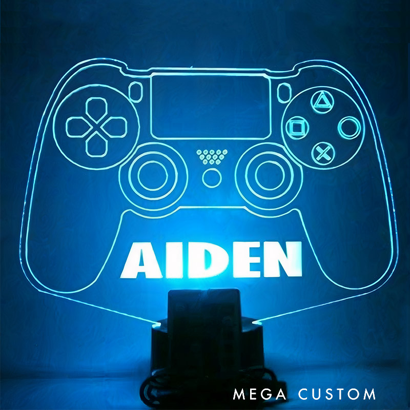 Personalized Gaming Room Night Light Up Table Lamp LED with Remote 7 Colors Perfect Gift for Son Boyfriend Husband for Birthday Holiday