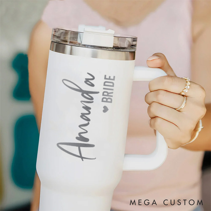 Personalized Stylish Bridesmaid Name 40oz Tumbler Maid of Honor Tumbler with Lid and Straw Bride Bachelorette Party Gift for Her Bridal Shower Tumbler