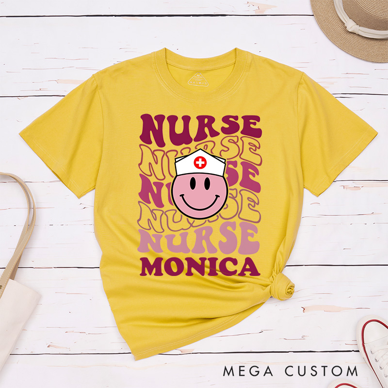 Personalized Nurse T-Shirts Smiling Nurse Pride Fashion Design T-Shirts