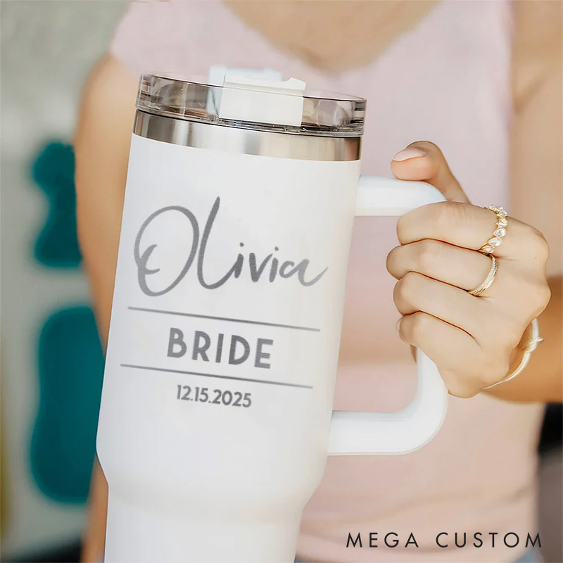 Personalized Modern Bridesmaid Name 40oz Tumbler Maid of Honor Tumbler with Lid and Straw Bride Bachelorette Party Gift for Her Bridal Shower Tumbler