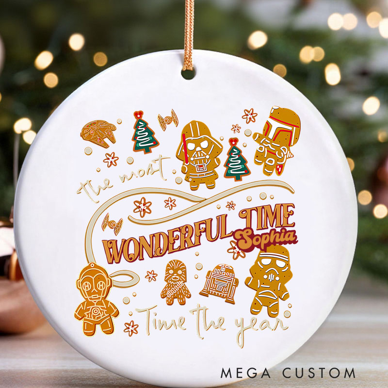 Personalized Star Gingerbread Wonderful Time Christmas Ornament Galaxy War Film Ornament Movie Holiday Ornament