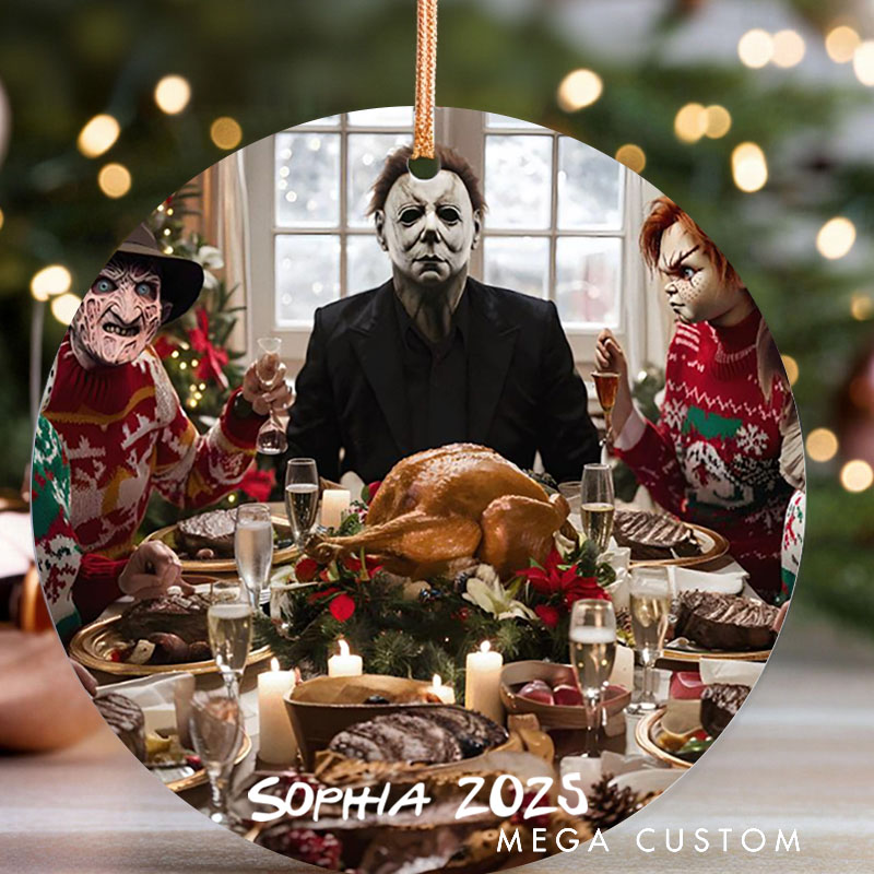 Personalized Merry Creepmas Christmas Ornament Retro Horror Film Series Ornament Movie Holiday Ornament