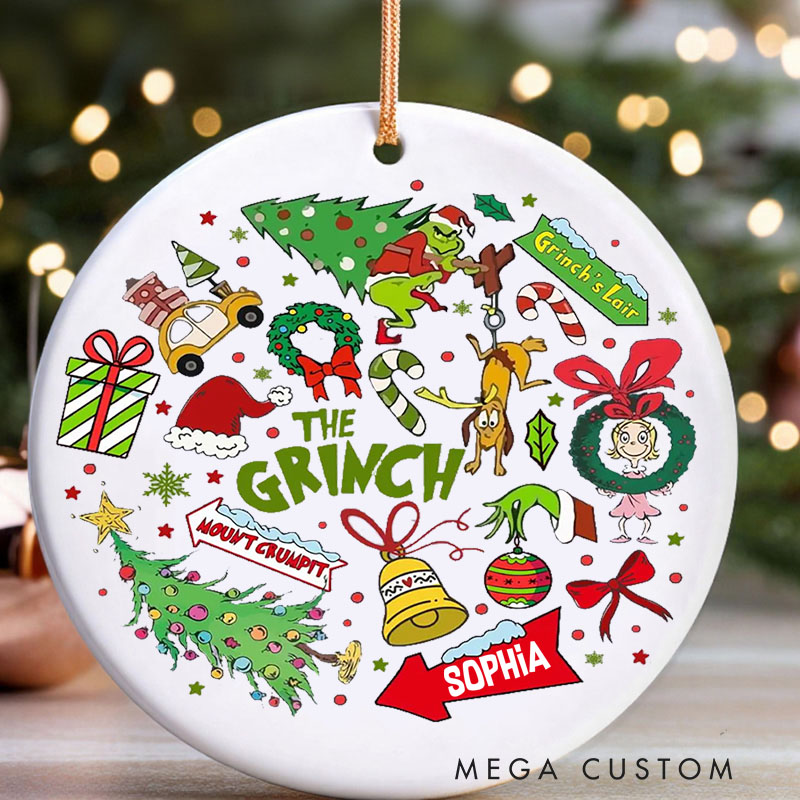 Personalized Green Monster Elements Christmas Ornament Christmas Film Ornament Movie Holiday Ornament