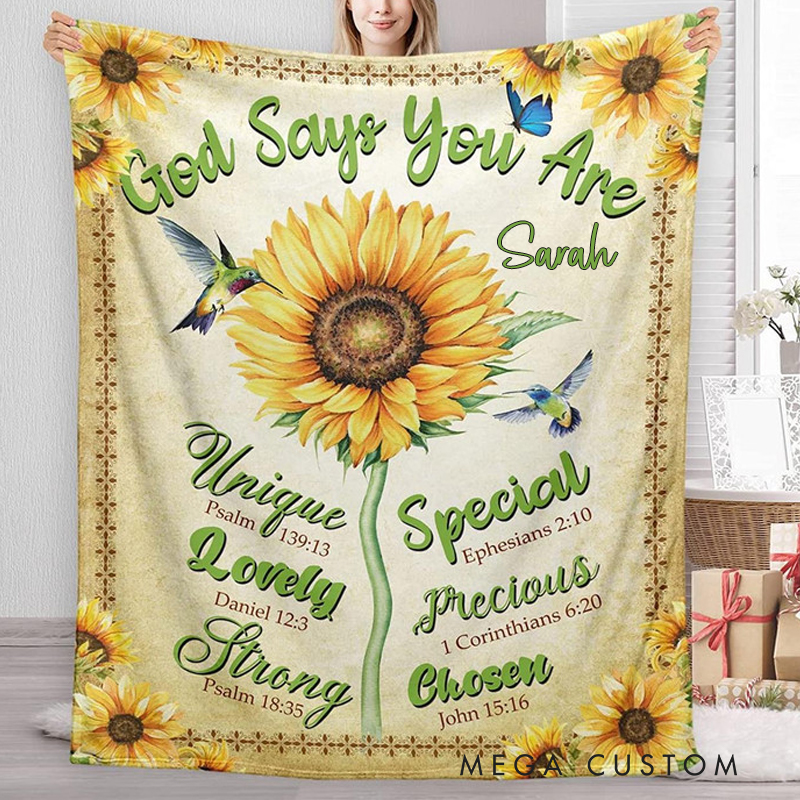 Personalized God Says You are Religious Soft Throw Blanket with Name Religious Day Birthday Christmas Gift for Christians