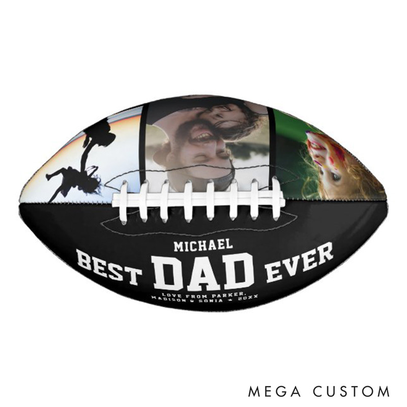 Personalized American Football "BEST DAD EVER"with Custom Photo and Celebrate the World's Best Dad