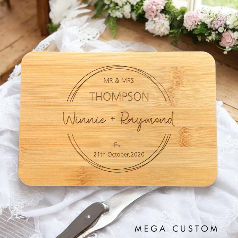 Personalized Engraved Anniversary Wood Cutting Board 5th Anniversary Gift for Couple
