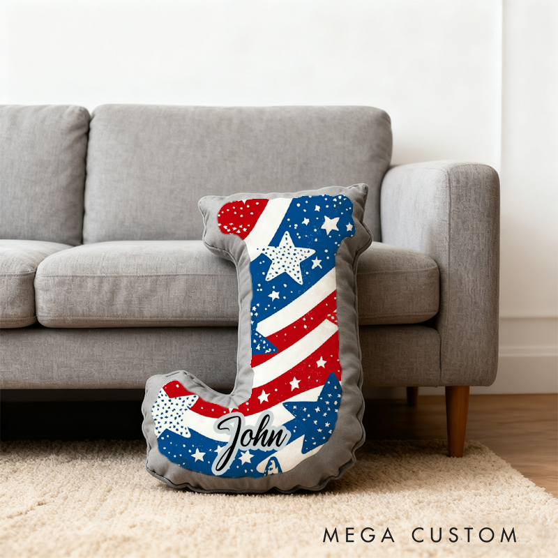 Personalized Patriotic Police Initial Pillow with Custom Name Gift for Law Enforcement Supporters