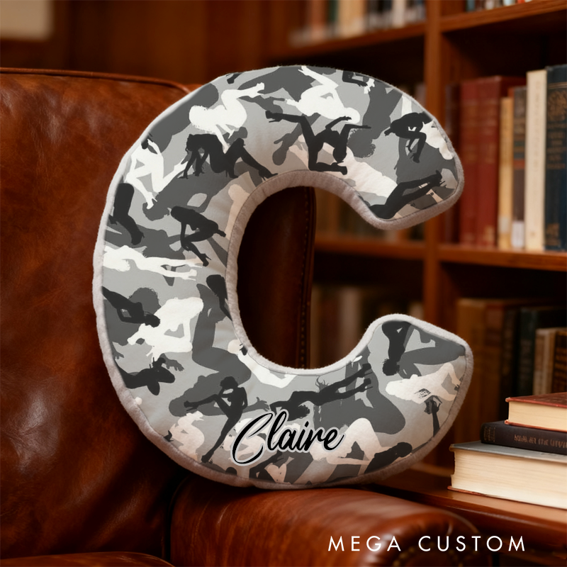 Personalized Camouflage Themed Initial Pillow with Custom Name Gift for Military and Police Supporters