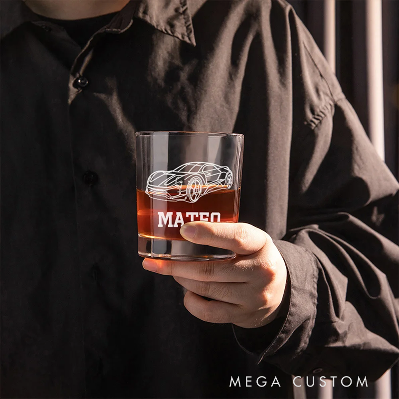 Personalised Your Own Car Motorbike 10.5oz Engraved Old Fashioned Whiskey Rocks Glass with Name Birthday Gift for Men Car Lovers