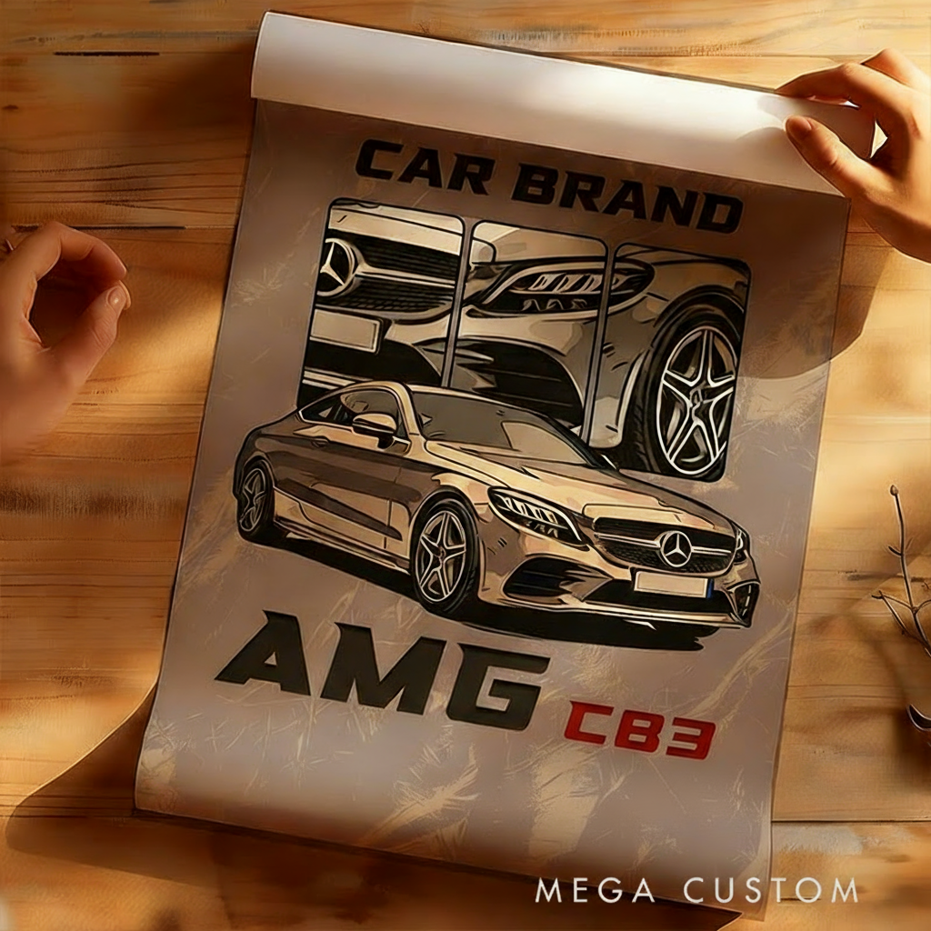Personalized Custom Sketch Car Portrait Art Print Gift for Racing Lovers