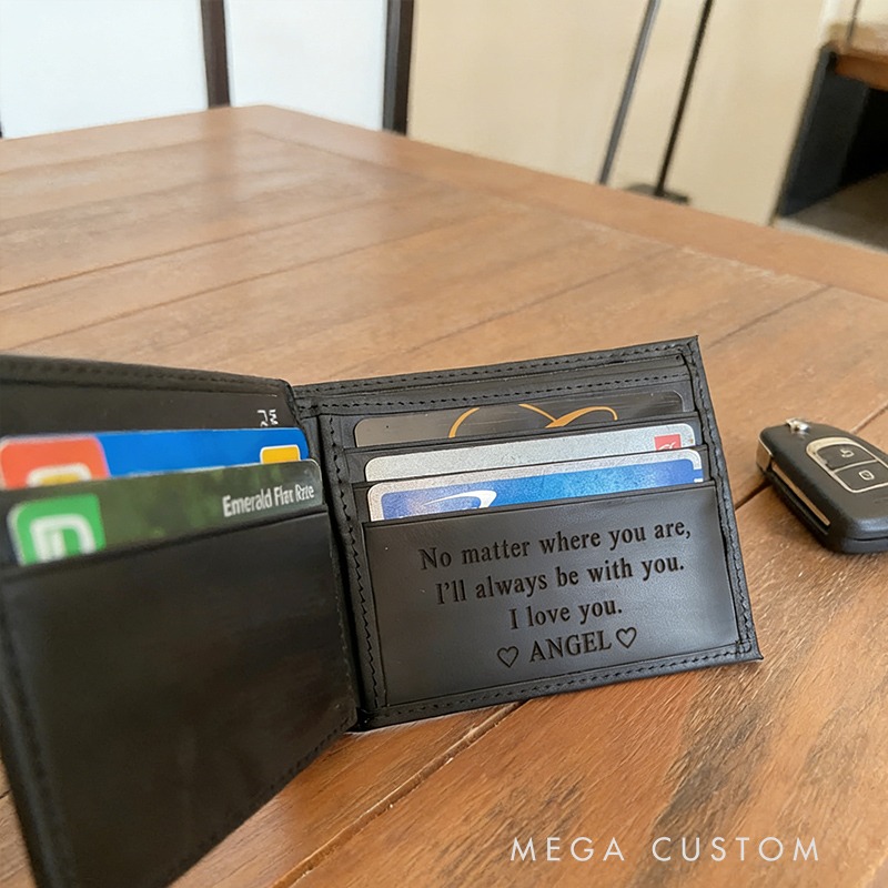Personalized Handcrafted Leather Mens Wallet Anniversary Gift for Husband Dad