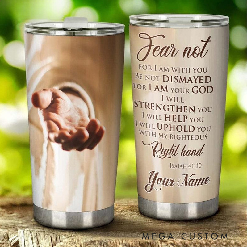 Personalized I Will Uphold You Isaiah 41:10 20oz Stainless Steel Tumbler with Name Christmas Gift