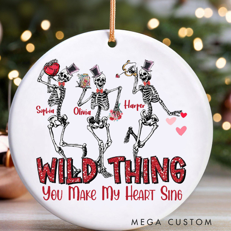 Personalized Christmas Ornament Wild Thing You Make My Heart Sing Skeleton Dancing Ornament