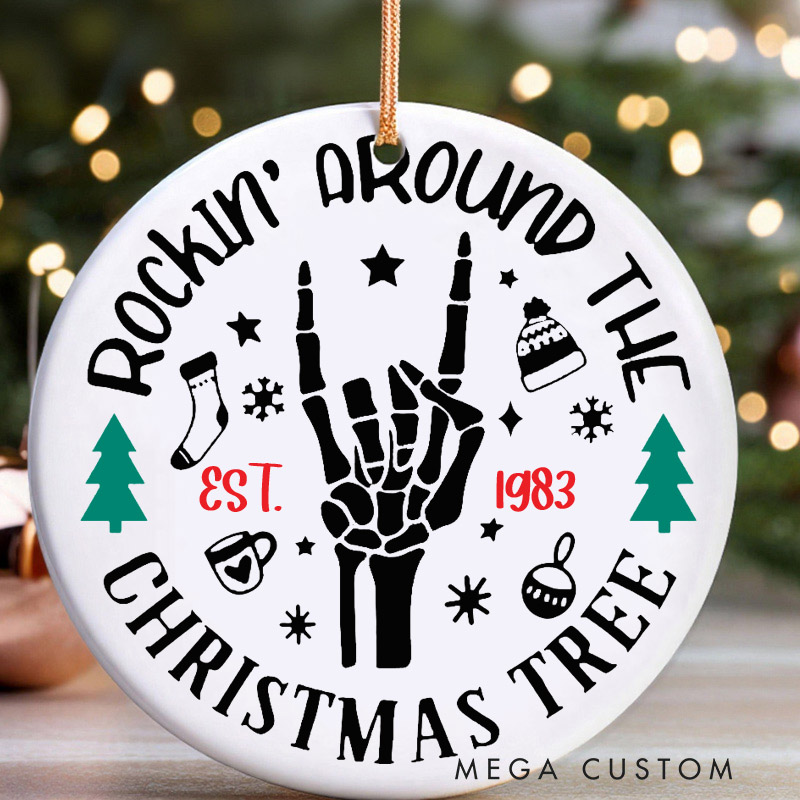 Personalized Christmas Ornament Christmas Rockin' Around Ornament Christmas Tree Ornament Christmas Gift for Heavy Metal Music Lover