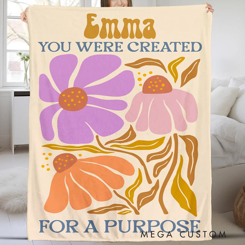 Personalized Retro Flower Bible Verse Soft Throw Blanket with Name Home Decor Birthday Gift for Christian Women