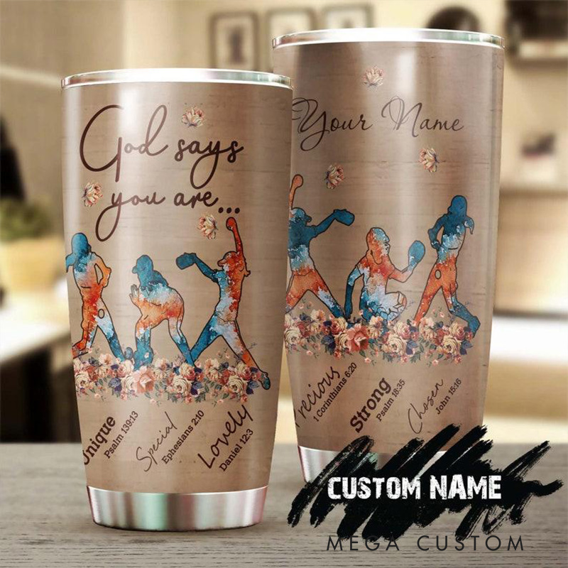 Personalized God Says you are Unique 20oz Stainless Steel Tumbler with Name Religious Gift 