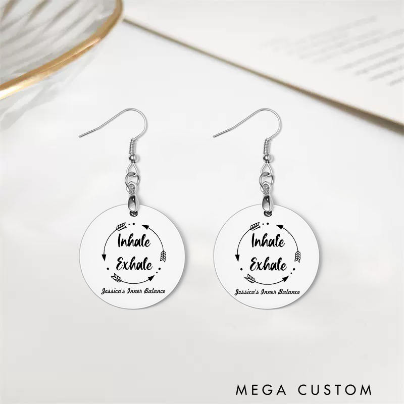 Personalized Inhale Exhale Earrings Lightweight Design Custom Name Jewelry Gift Acrylic Earrings for Yoga Lover
