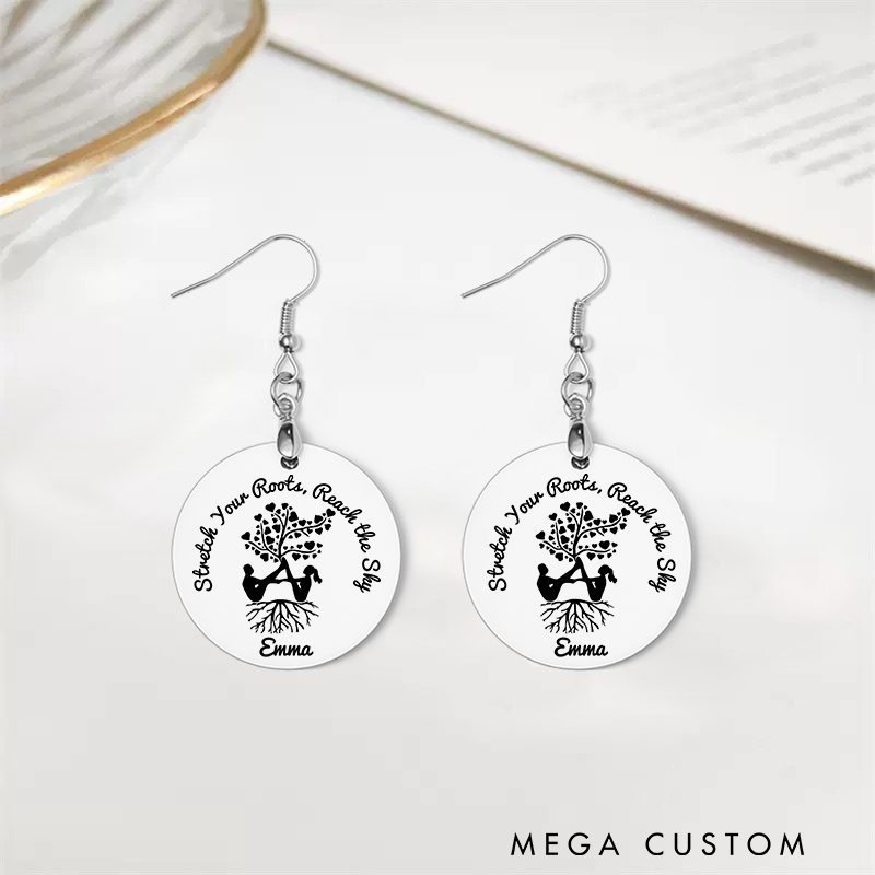 Personalized Tree of Life Earrings with Growth and Strength Design Custom Name Jewelry Gift Acrylic Earrings for Yoga Lover