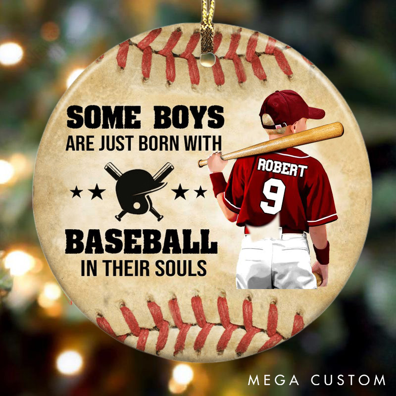 多素材Personalized Baseball Christmas Ornament with Custom Name and Year  