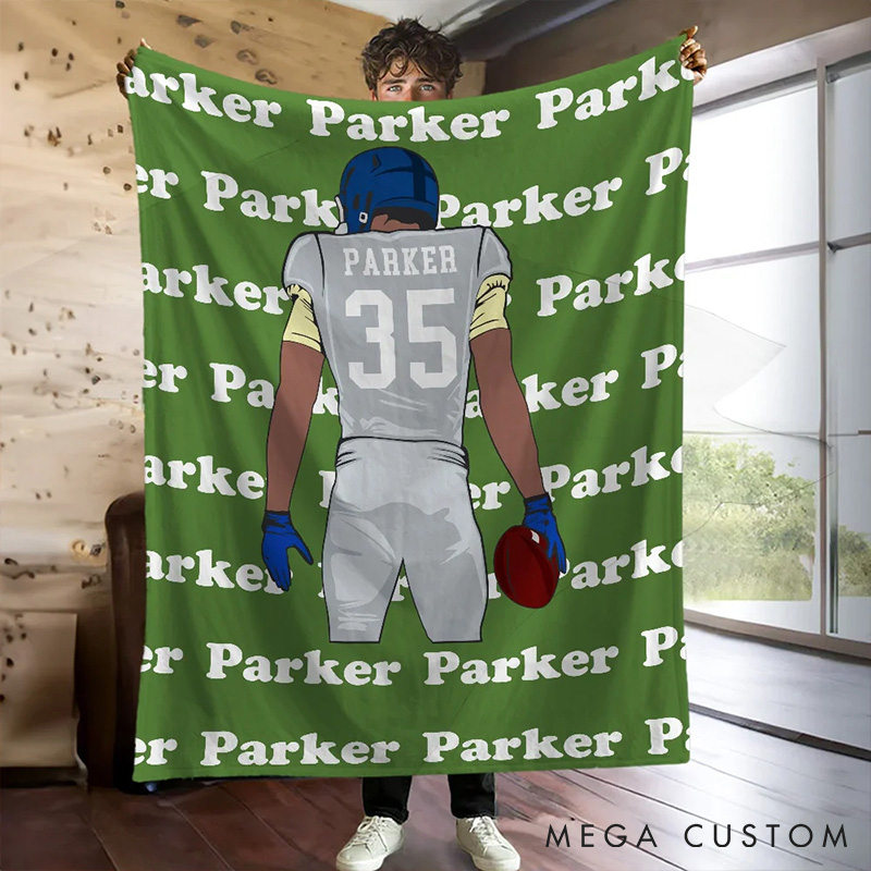 [Copy]Personalized Football Spirit Blanket with Your Name and Jersey Number