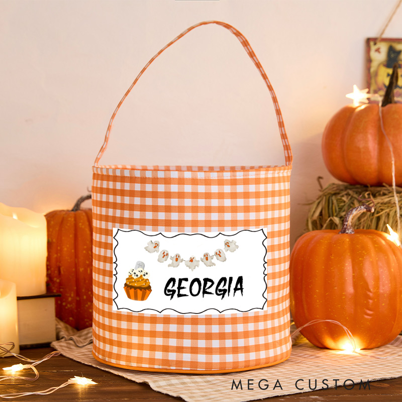 Personalized Halloween Treat Basket Ghostly Fun Design Basket For Kids