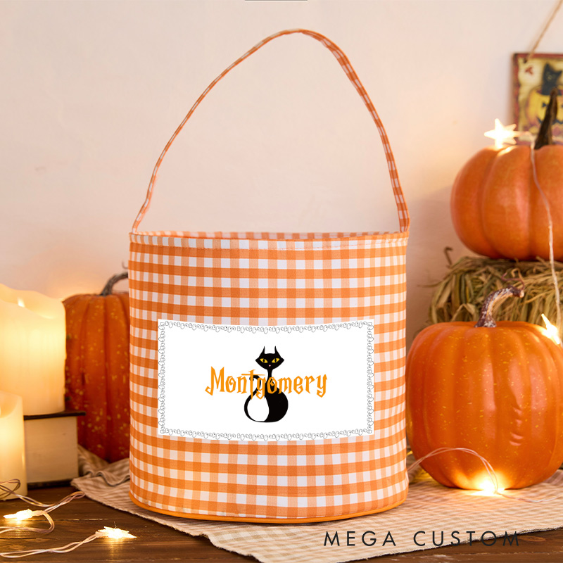 Personalized Halloween Treat Basket Black Cat Charm Design Halloween Gift Party Favor