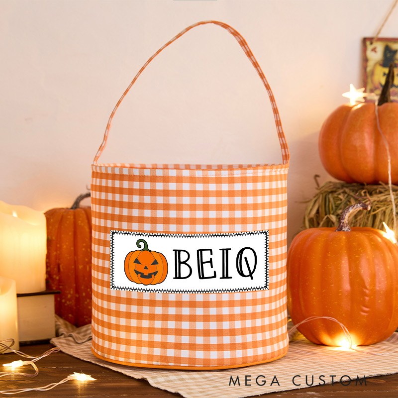 Personalized Halloween Treat Basket Customizable Icon with Name Design Halloween Basket Kids Gift