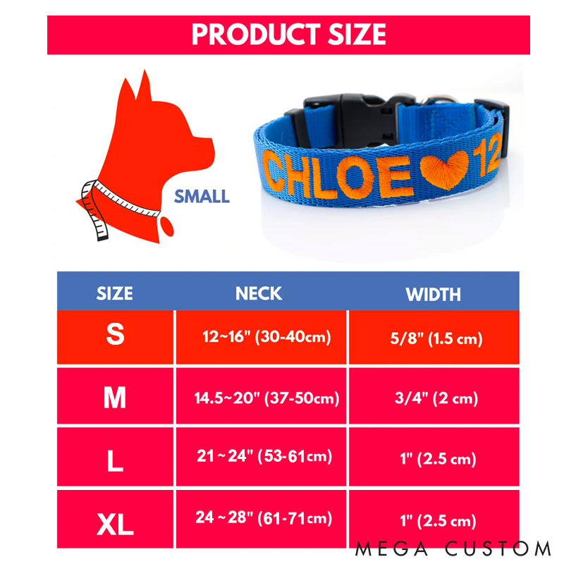 Personalized Dog Lover Dog Name and Phone Embroidered Dog Collar