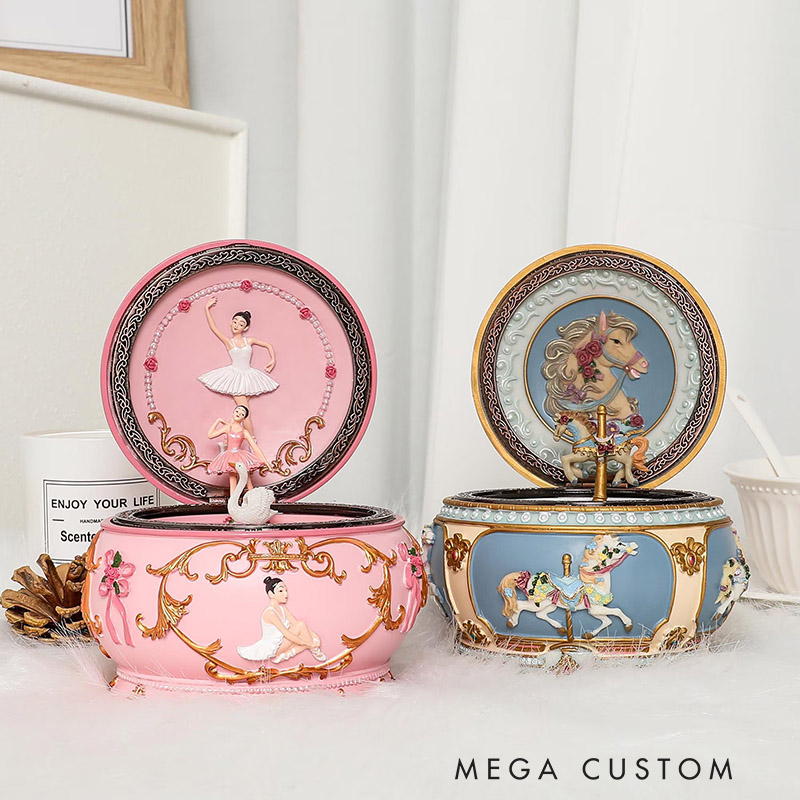 Personalized Carousel Ballerina Music Box Custom Engraved Name Musical Box Personalized Birthday Gift Christmas Gifts Keepsake Gifts