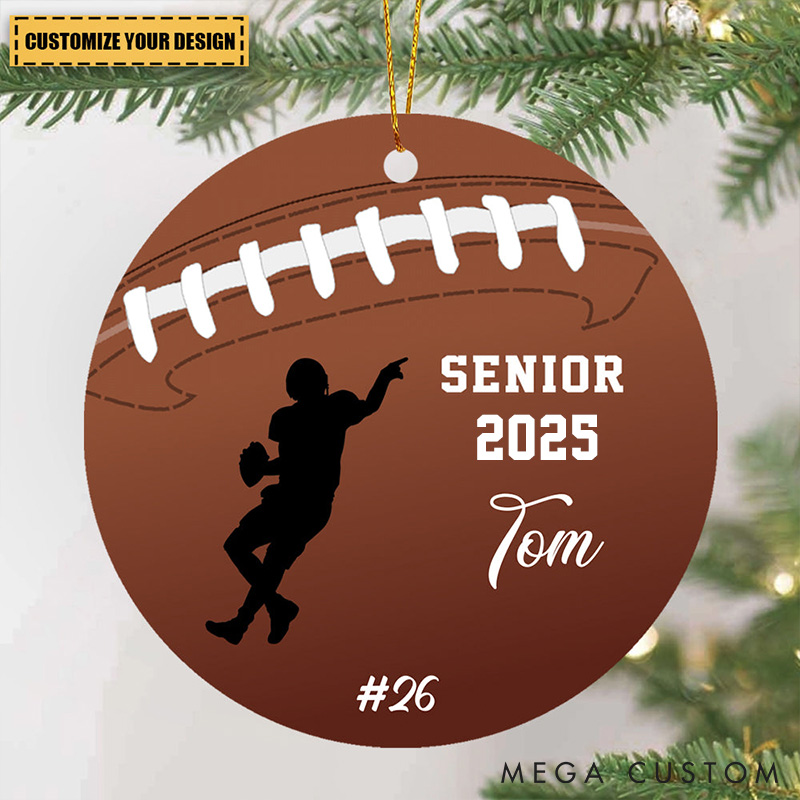 Personalized American Football Player Senior Design Acrylic Ornament with Custom Player Name and Number