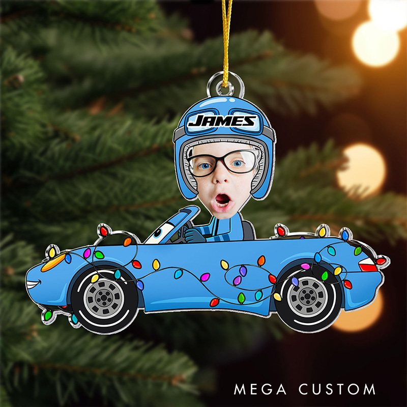 Personalized Custom Kid or Baby Face Car Toys Funny Christmas Ornament