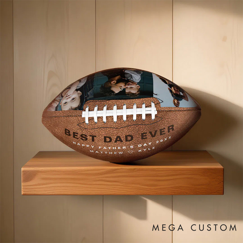 Personalized American Football"BEST DAD EVER" with Custom Photo for Father's Day