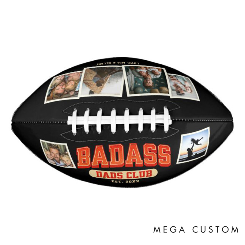 Personalized American Football"BADASS DADS CLUB" with Custom Photo for Father's Day