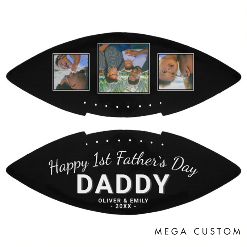 Personalized "Happy 1st Father's Day" American Football Keepsake with Custom Photo and Celebrate a Special Milestone