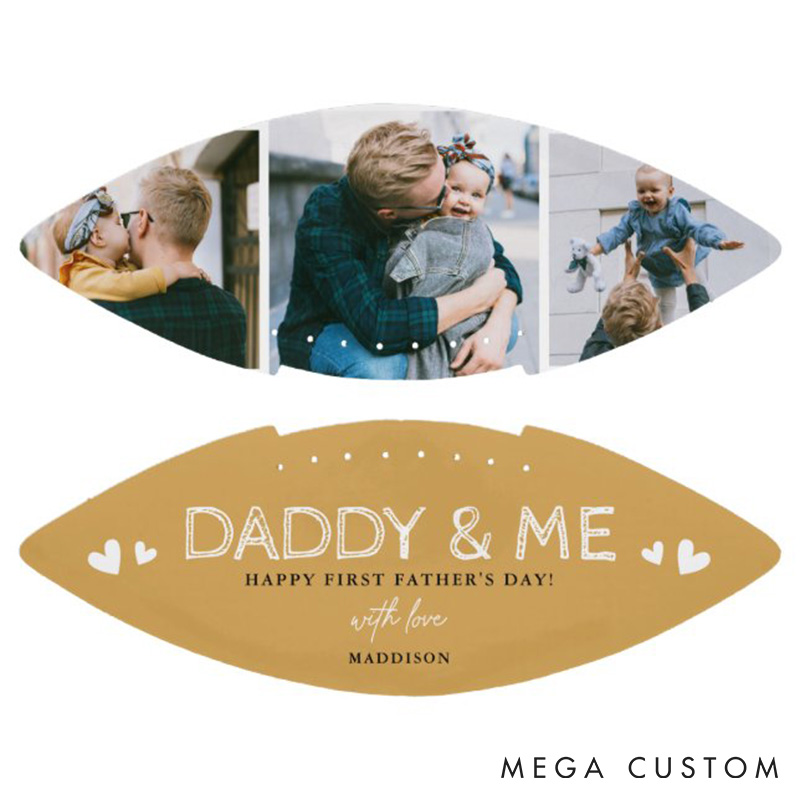Personalized ""Daddy and Me" American Football with Custom Photo and Celebrate His First Father’s Day