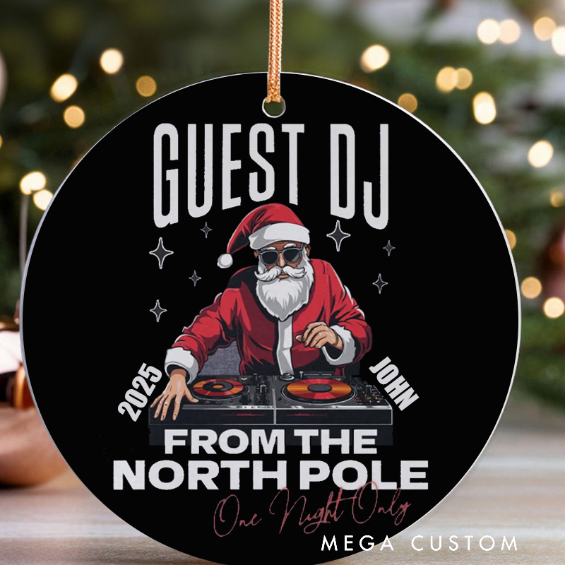 Personalized Ornament Music Lover Christmas Ornament Funny Santa Ornament DJ Gift Santa Xmas Party Ornament